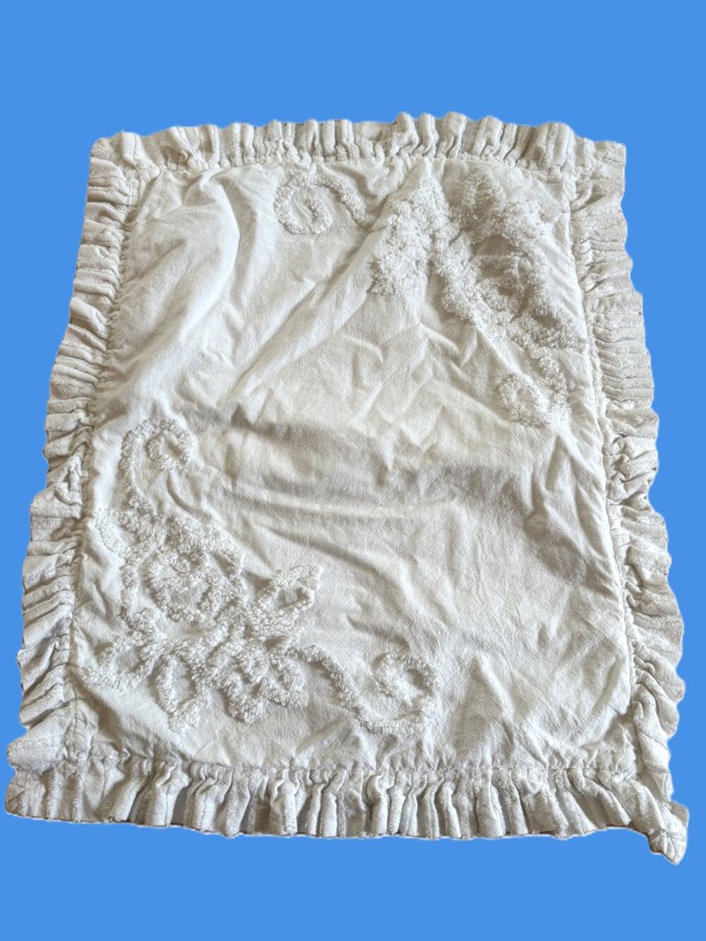 Mary Janes Pillow Sham (1) White chenille style 27x21 Standard Size Cottage